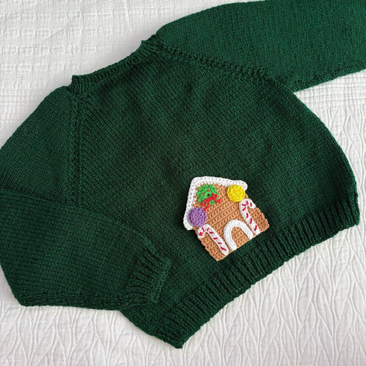 Age 1-2 Years Handknitted Gingerbread House Cardi