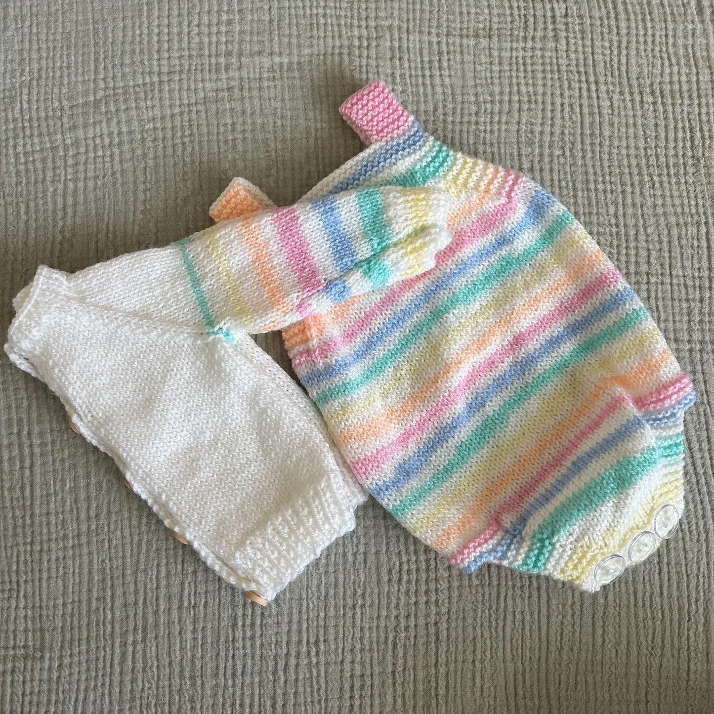 0-3 Month Handknitted Romper and Matching Cardi